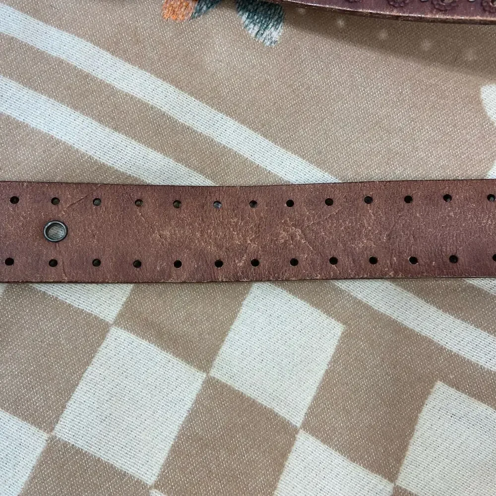 FOSSIL Women's Leather Belt Walnut Sz S Equestrian Cowgirl Western Southern Wear
